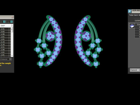Printable 3D Jewelry design of Earrings with diamonds Model 3D