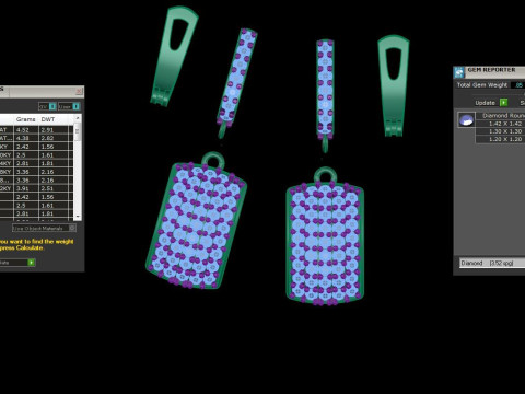 Printable 3D Jewelry design of Earrings with diamonds Modelo 3D