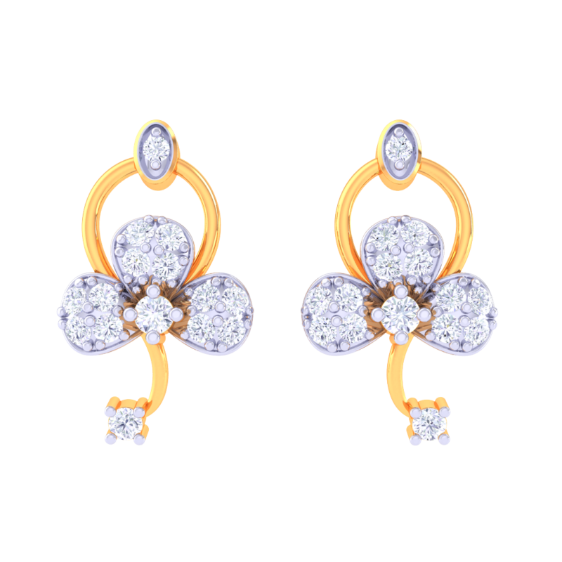 Printable 3D Jewelry design of Earrings with diamonds 3D Модель .c4d .max .obj .3ds .fbx .stl .blend