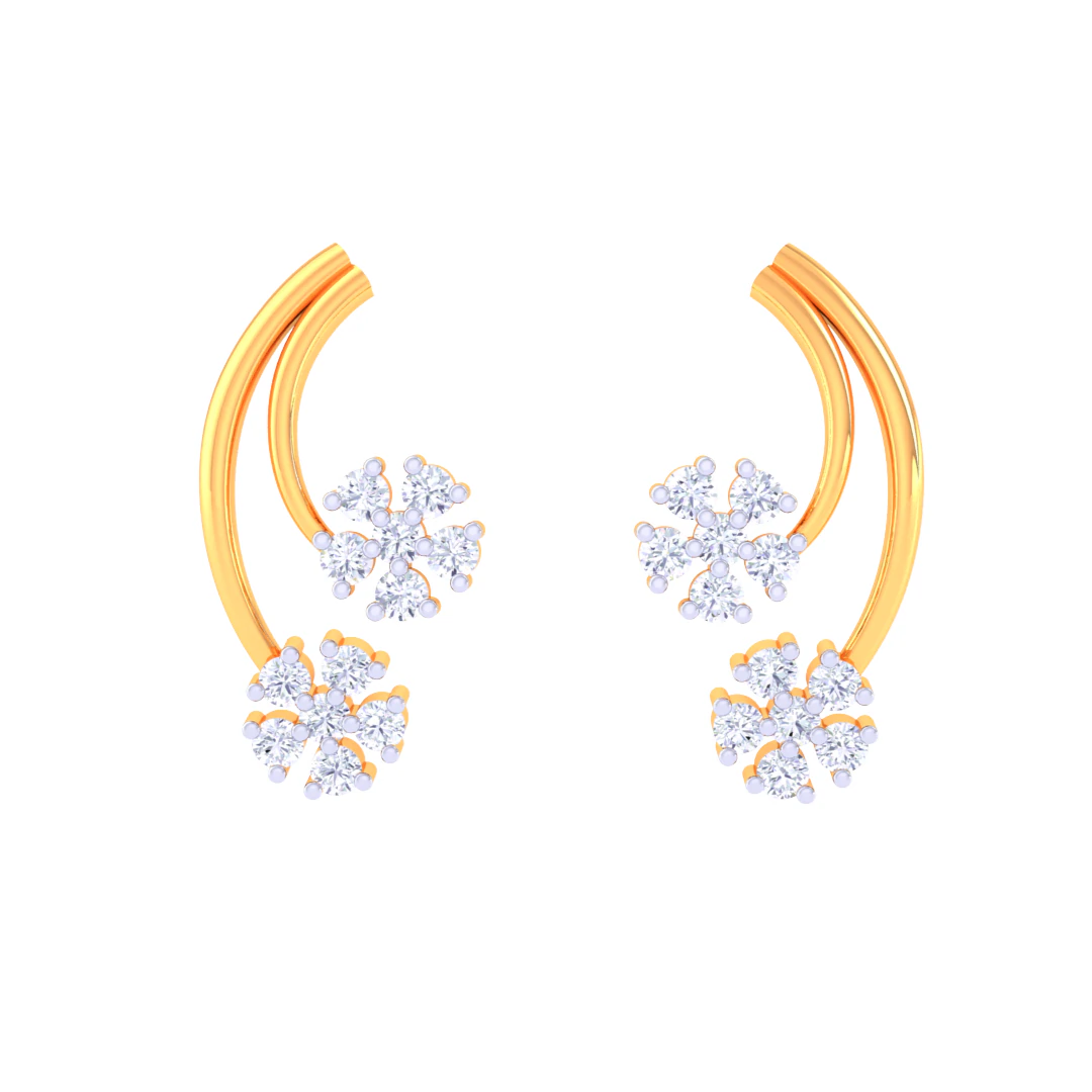 Printable 3D Jewelry design of Earrings with diamonds 3D Model .c4d .max .obj .3ds .fbx .stl .blend 