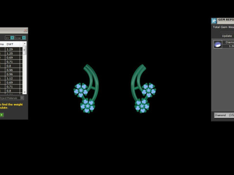 Printable 3D Jewelry design of Earrings with diamonds Modelo 3D