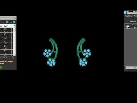 Printable 3D Jewelry design of Earrings with diamonds 3D Model