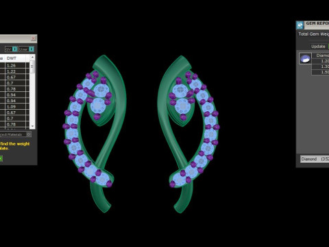 Printable 3D Jewelry design of Earrings with diamonds 3D Modell