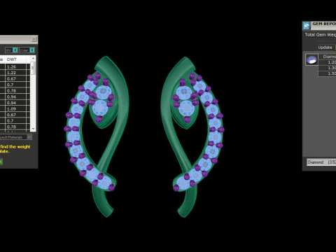 Printable 3D Jewelry design of Earrings with diamonds 3D Model