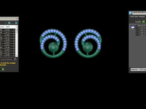 Printable 3D Jewelry design of Earrings with diamonds Modelo 3D