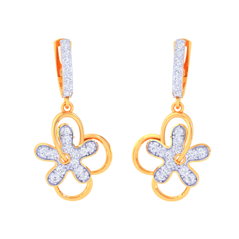Printable 3D Jewelry design of Earrings with diamonds Modelo 3D .c4d .max .obj .3ds .fbx .stl .blend