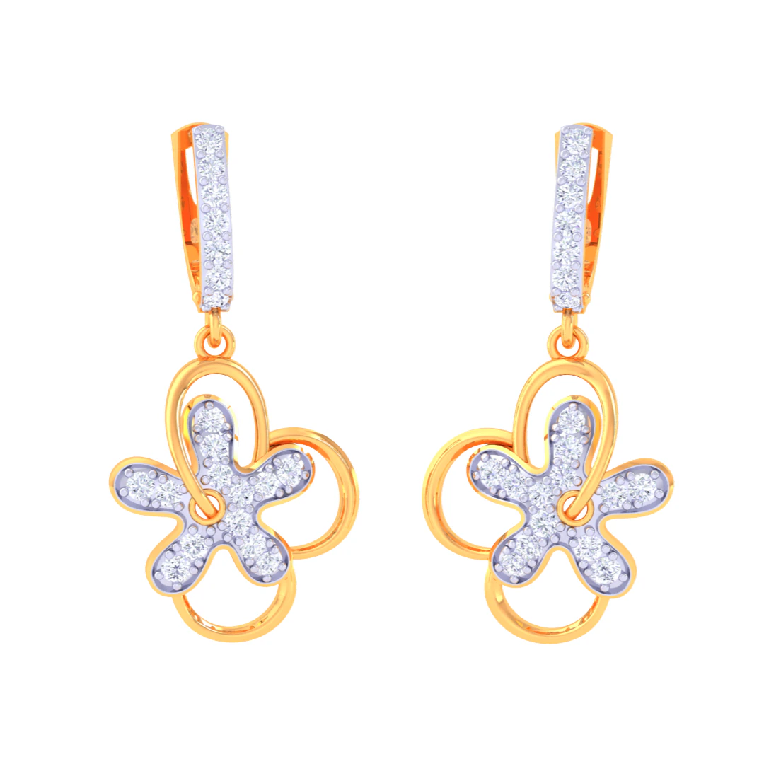 Printable 3D Jewelry design of Earrings with diamonds 3D Model .c4d .max .obj .3ds .fbx .stl .blend 
