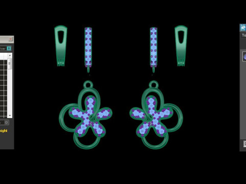 Printable 3D Jewelry design of Earrings with diamonds Modelo 3D