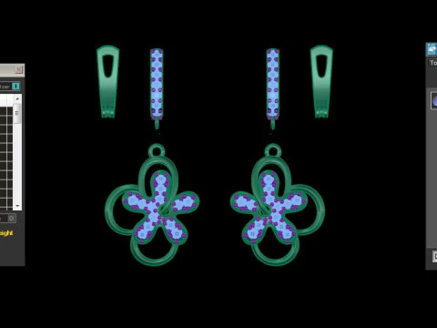 Printable 3D Jewelry design of Earrings with diamonds 3D Model