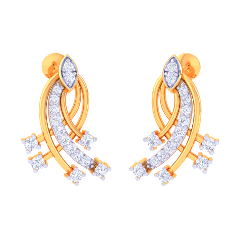 Printable 3D Jewelry design of Earrings with diamonds Model 3D .c4d .max .obj .3ds .fbx .stl .blend