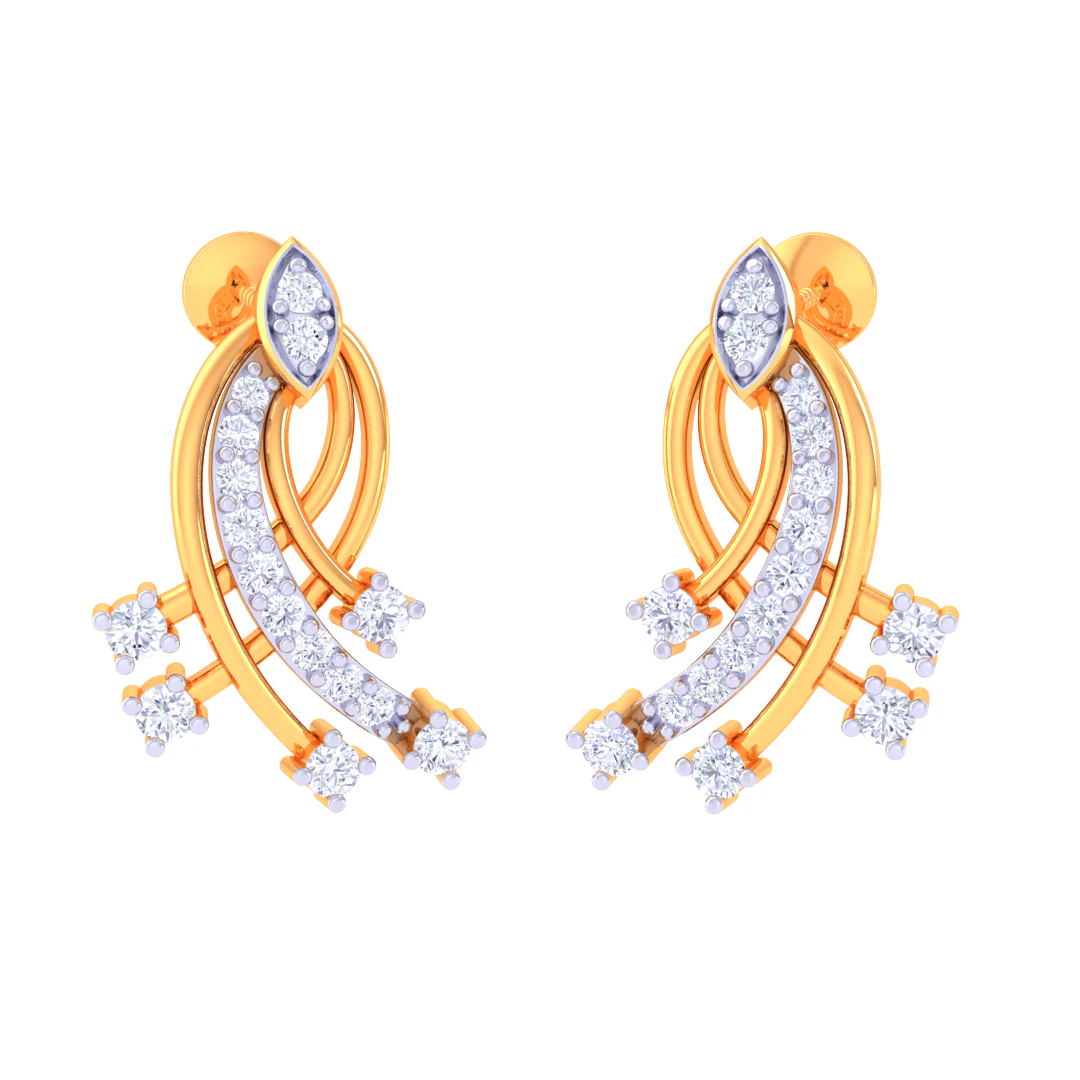 Printable 3D Jewelry design of Earrings with diamonds 3D Model .c4d .max .obj .3ds .fbx .stl .blend 