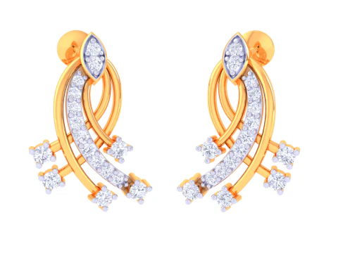 Conception de bijoux 3D imprimable de boucles d'oreilles avec diamants Modèle 3D