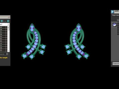 Printable 3D Jewelry design of Earrings with diamonds Model 3D