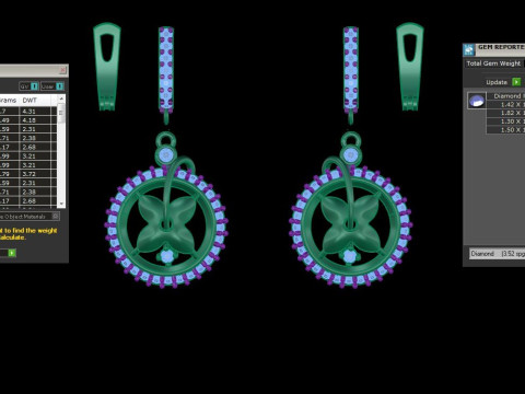 Printable 3D Jewelry design of Earrings with diamonds 3D Model