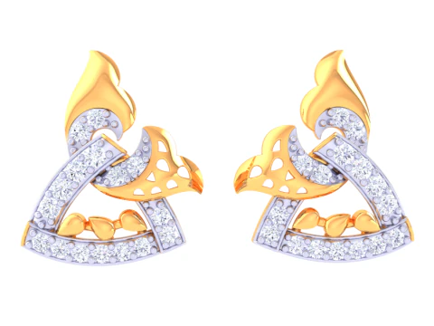 Design stampabile di gioielli 3D di orecchini con diamanti Modello 3D