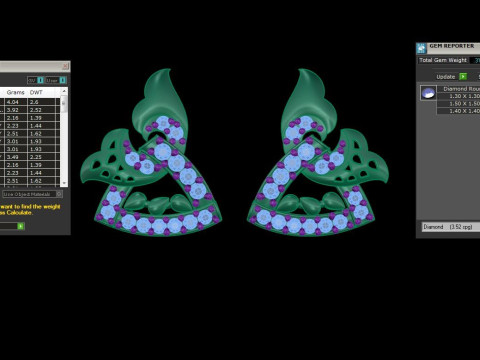 Printable 3D Jewelry design of Earrings with diamonds 3D 모델