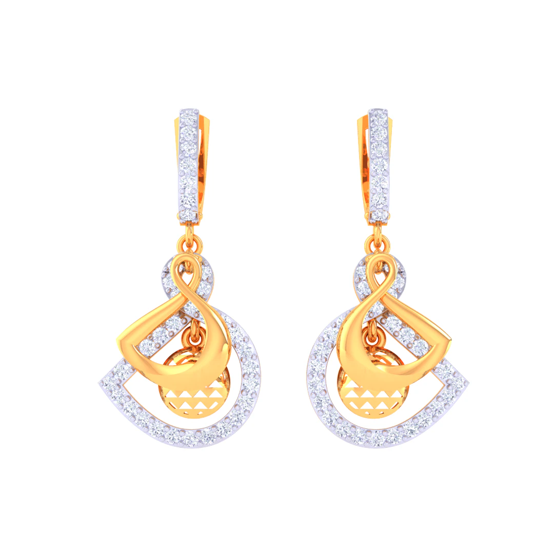 Printable 3D Jewelry design of Earrings with diamonds 3D Model .c4d .max .obj .3ds .fbx .stl .blend 
