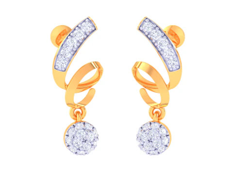 Printable 3D Jewelry design of Earrings with diamonds 3D Model