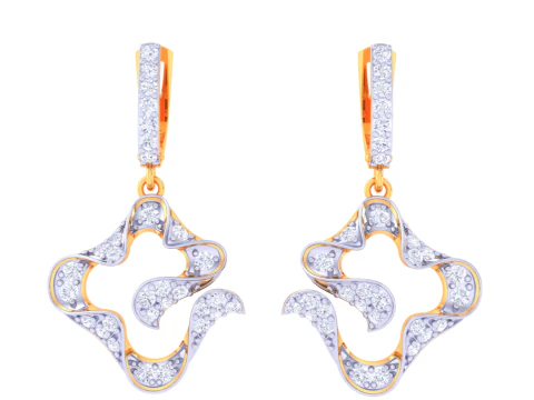 Druckbares 3D-Schmuckdesign von Ohrringen mit Diamanten 3D Modell