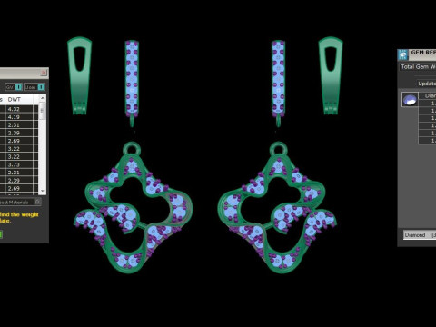 Printable 3D Jewelry design of Earrings with diamonds Model 3D