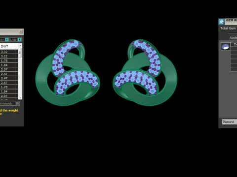 Printable 3D Jewelry design of Earrings with diamonds 3D Model