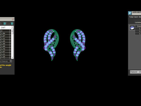 Printable 3D Jewelry design of Earrings with diamonds 3D Modell