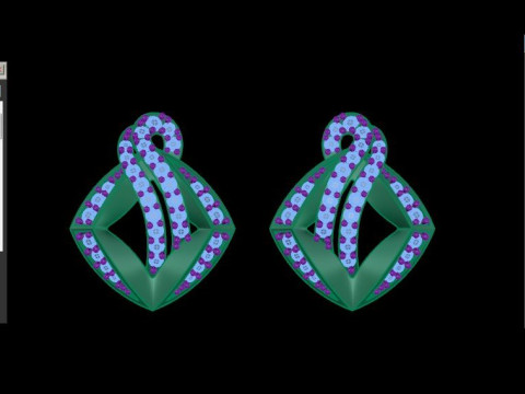 Printable 3D Jewelry design of Earrings with diamonds 3D Model