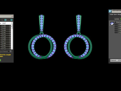 Printable 3D Jewelry design of Earrings with diamonds Model 3D