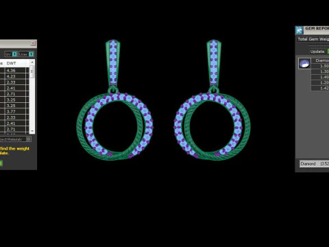 Printable 3D Jewelry design of Earrings with diamonds 3D Model