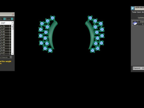 Printable 3D Jewelry design of Earrings with diamonds Modelo 3D