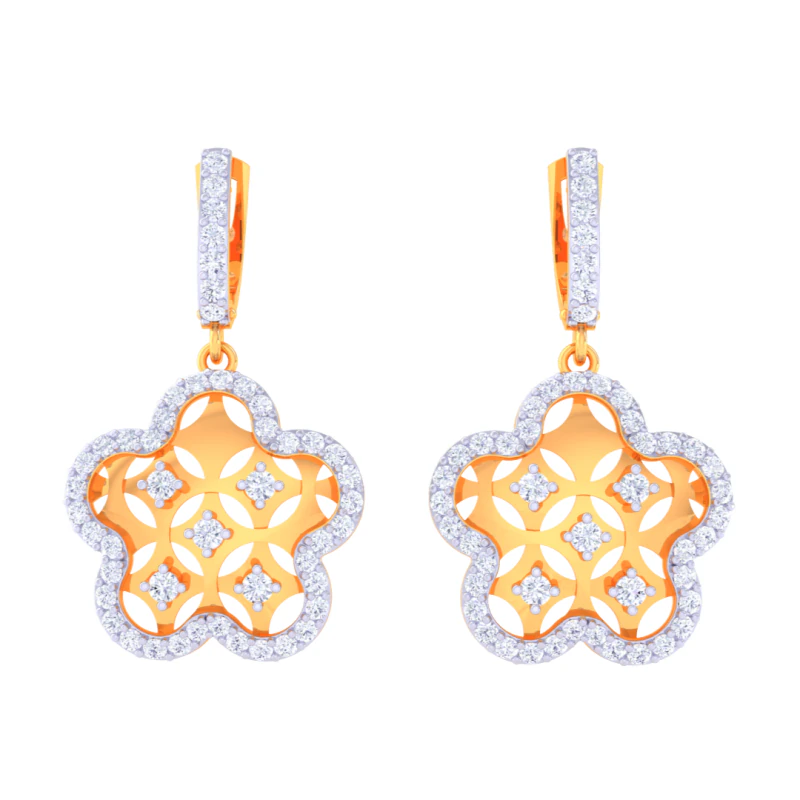 Printable 3D Jewelry design of Earrings with diamonds 3D Model .c4d .max .obj .3ds .fbx .stl .blend