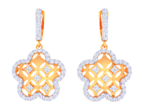 Printable 3D Jewelry design of Earrings with diamonds 3D Model