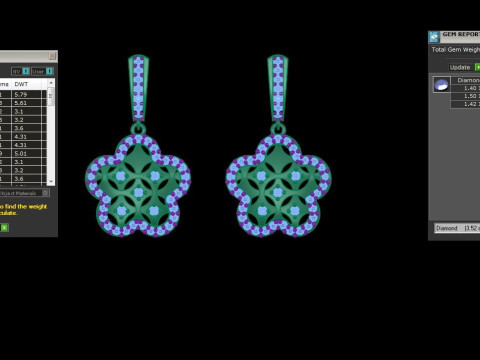 Printable 3D Jewelry design of Earrings with diamonds 3Dモデル