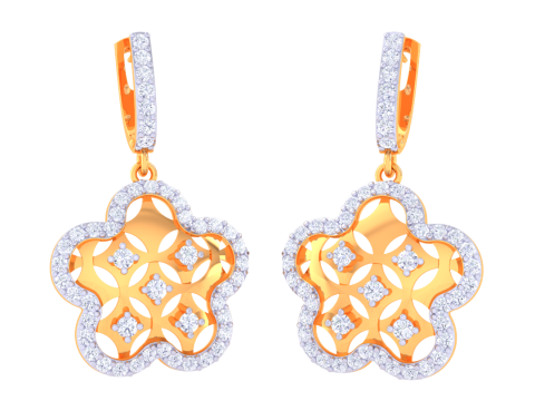 Printable 3D Jewelry design of Earrings with diamonds 3Dモデル