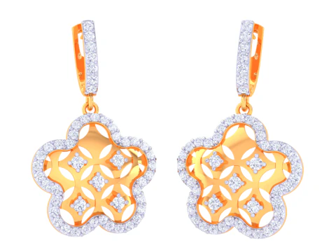Printable 3D Jewelry design of Earrings with diamonds 3D Model