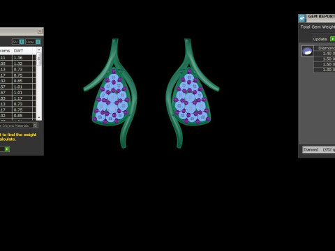 Printable 3D Jewelry design of Earrings with diamonds 3Dモデル