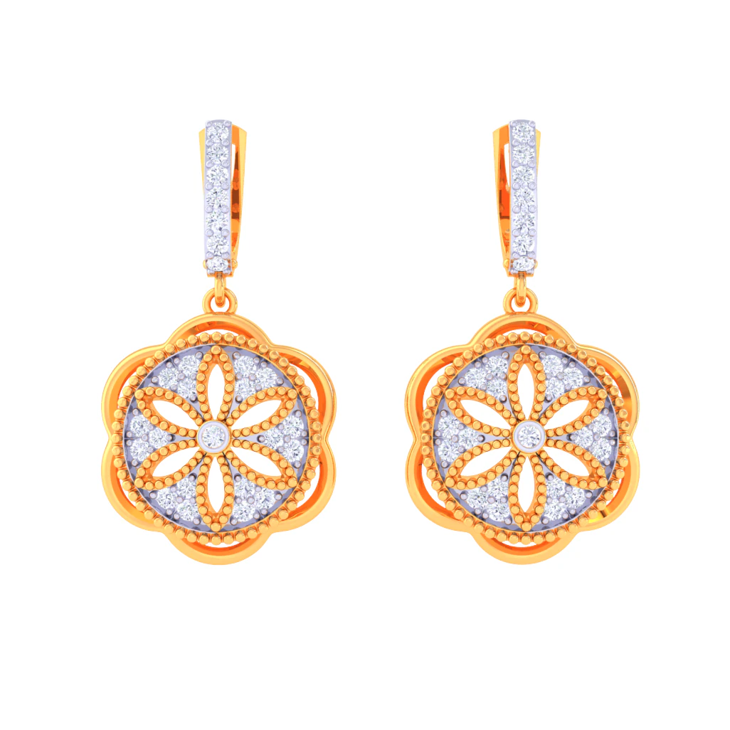 Printable 3D Jewelry design of Earrings with diamonds 3D Model .c4d .max .obj .3ds .fbx .stl .blend 