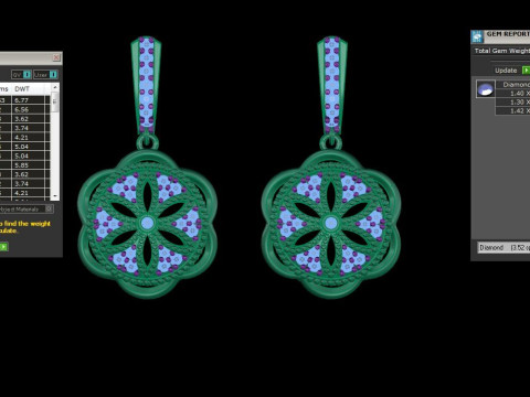 Printable 3D Jewelry design of Earrings with diamonds 3D Модель