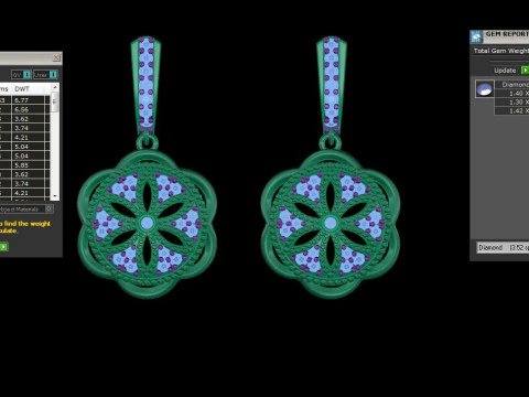 Printable 3D Jewelry design of Earrings with diamonds 3D Model