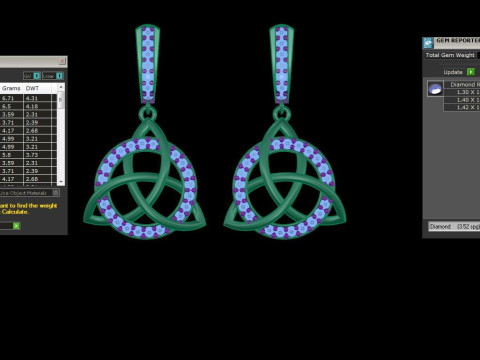 Printable 3D Jewelry design of Earrings with diamonds 3D Model