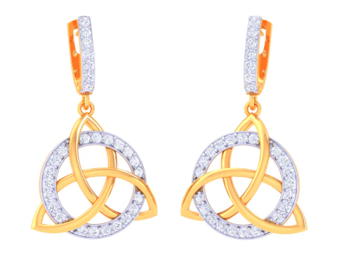 Printable 3D Jewelry design of Earrings with diamonds 3D Model