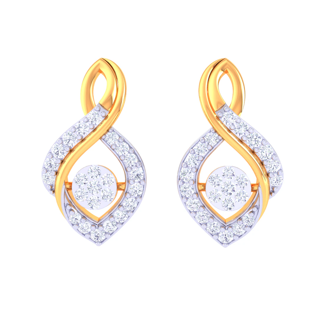 Printable 3D Jewelry design of Earrings with diamonds 3D Model .c4d .max .obj .3ds .fbx .stl .blend 