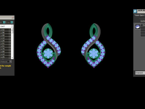 Printable 3D Jewelry design of Earrings with diamonds 3D Model