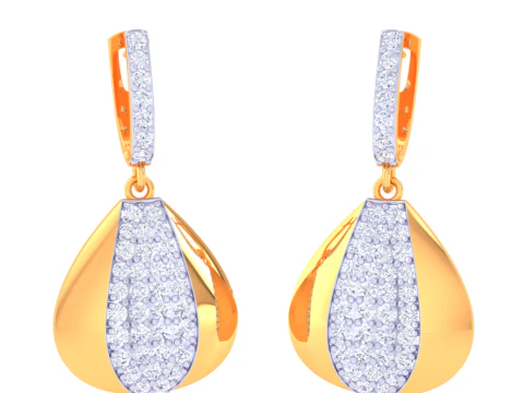 Printable 3D Jewelry design of Earrings with diamonds 3D Model