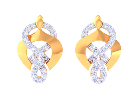 ダイヤモンド付きイヤリングの印刷可能な 3D ジュエリー デザイン 3Dモデル