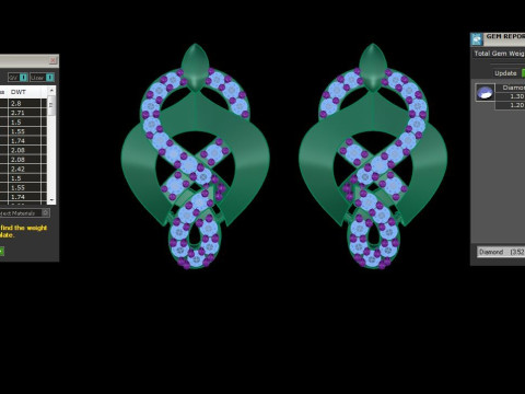 Printable 3D Jewelry design of Earrings with diamonds 3Dモデル