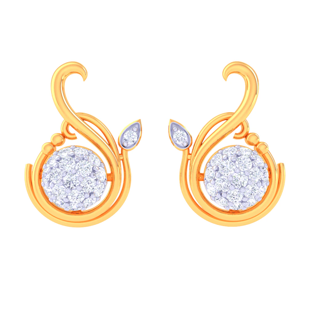 Printable 3D Jewelry design of Earrings with diamonds 3D Model .c4d .max .obj .3ds .fbx .stl .blend 