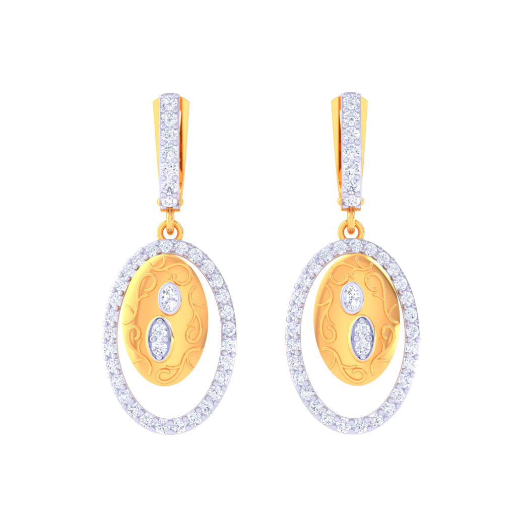 Printable 3D Jewelry design of Earrings with diamonds 3D Model .c4d .max .obj .3ds .fbx .stl .blend 