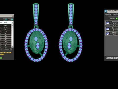 Printable 3D Jewelry design of Earrings with diamonds 3D Model