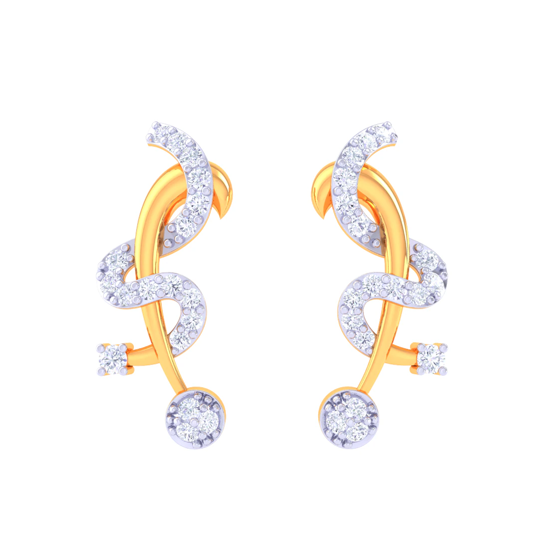 Printable 3D Jewelry design of Earrings with diamonds 3D Model .c4d .max .obj .3ds .fbx .stl .blend 